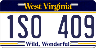WV license plate 1SO409