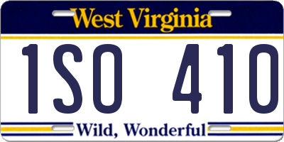 WV license plate 1SO410