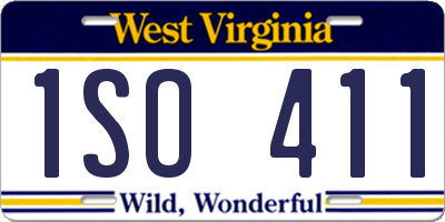 WV license plate 1SO411