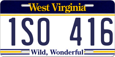 WV license plate 1SO416