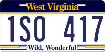 WV license plate 1SO417