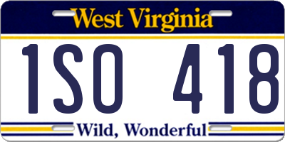 WV license plate 1SO418