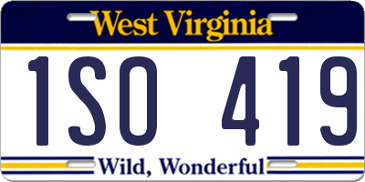 WV license plate 1SO419