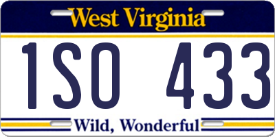 WV license plate 1SO433