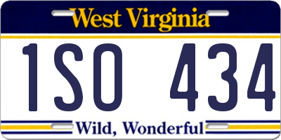 WV license plate 1SO434