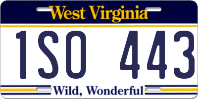 WV license plate 1SO443