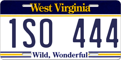 WV license plate 1SO444