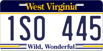 WV license plate 1SO445