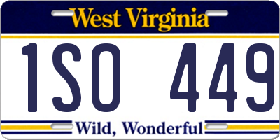 WV license plate 1SO449