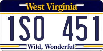 WV license plate 1SO451