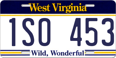 WV license plate 1SO453