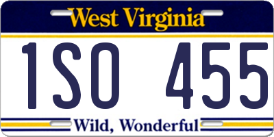 WV license plate 1SO455