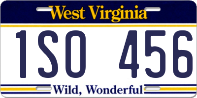 WV license plate 1SO456