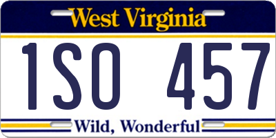 WV license plate 1SO457