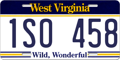 WV license plate 1SO458