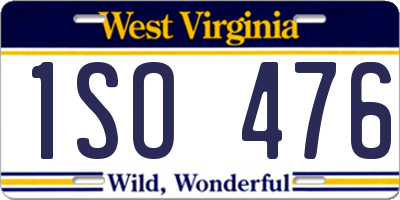 WV license plate 1SO476