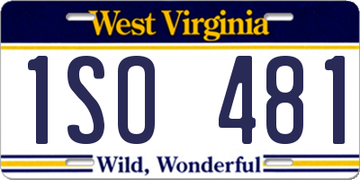 WV license plate 1SO481