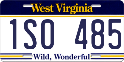WV license plate 1SO485