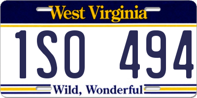 WV license plate 1SO494
