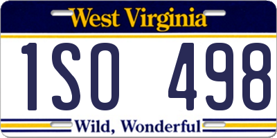 WV license plate 1SO498