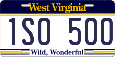 WV license plate 1SO500