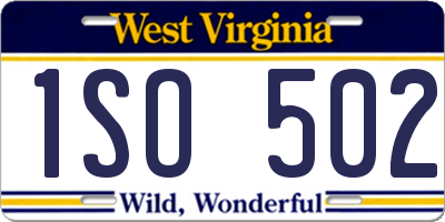 WV license plate 1SO502
