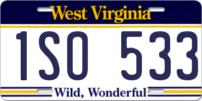 WV license plate 1SO533