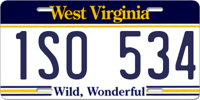 WV license plate 1SO534
