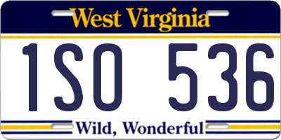 WV license plate 1SO536