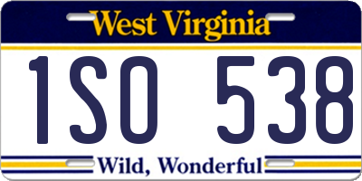 WV license plate 1SO538