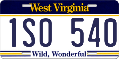 WV license plate 1SO540