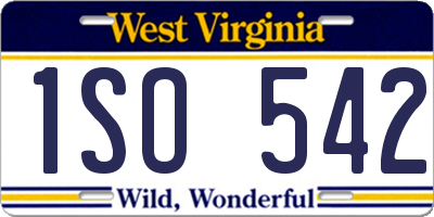 WV license plate 1SO542