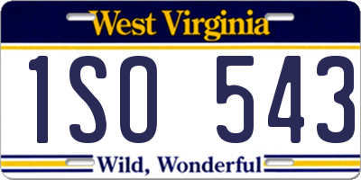 WV license plate 1SO543