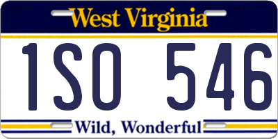 WV license plate 1SO546