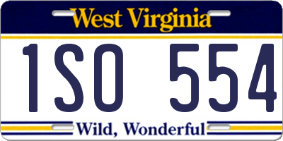 WV license plate 1SO554
