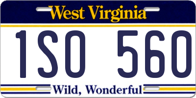 WV license plate 1SO560