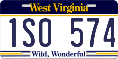 WV license plate 1SO574