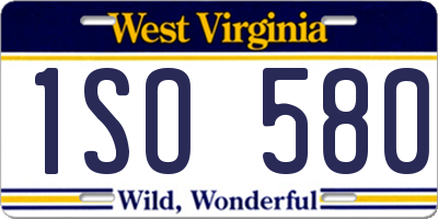 WV license plate 1SO580