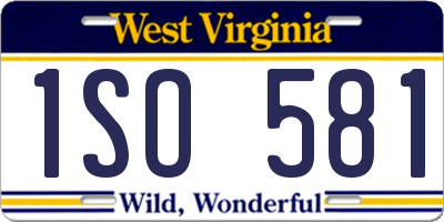 WV license plate 1SO581