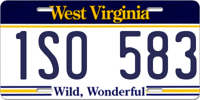 WV license plate 1SO583