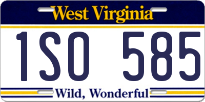 WV license plate 1SO585