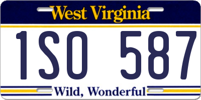 WV license plate 1SO587