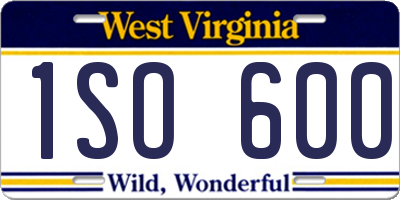 WV license plate 1SO600