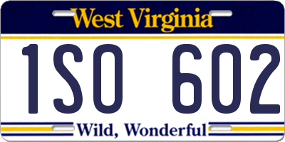 WV license plate 1SO602