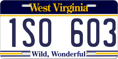 WV license plate 1SO603