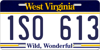 WV license plate 1SO613