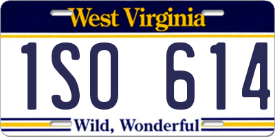 WV license plate 1SO614