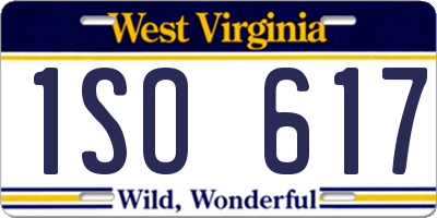 WV license plate 1SO617