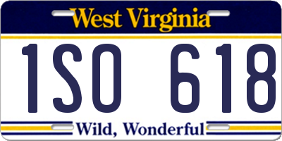 WV license plate 1SO618