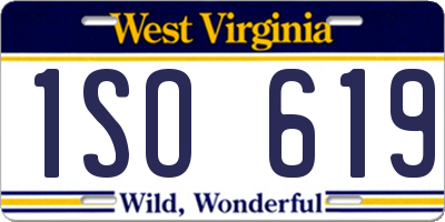 WV license plate 1SO619